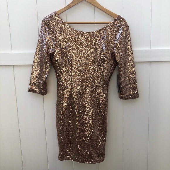 NWT Lulu’s Rose Gold Sequin Dress - Size Small - Picture 7 of 12